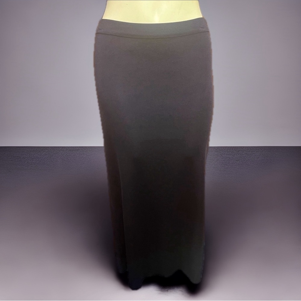 Vintage Exclusively Misook Long Navy Skirt with Side Slit